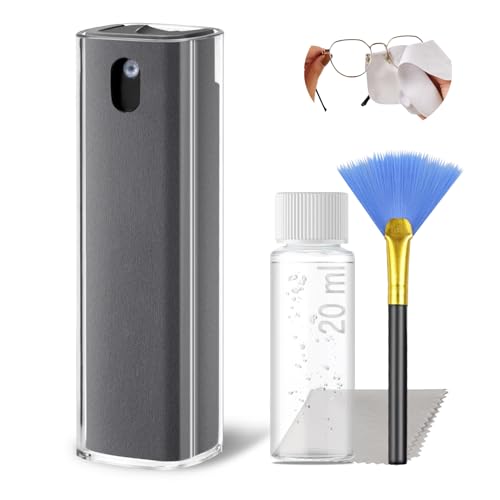 Touchscreen Mist Cleaner Spray, 2 in1 Screen Cleaner Spray Tool for Phone Laptop Device Lens TV PC Car Screen with Refill, Brush & Microfiber Cloth, Grey - color: grey20ml