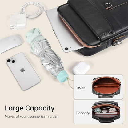 13 Inch Laptop Shoulder Bag Leather Carrying Case for Macbook Air 13" M5 M4 M3 M2 A3420 A3113 A2681/ MacBook Neo 13 A18 Pro - color: Black