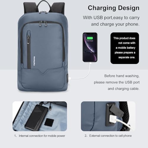 Boardingblue Business Smart Backpack Waterproof fit 15.6 Inch Laptop Backpack with USB Charging Port,Travel Durable Backpack (Navy) - color: Navy