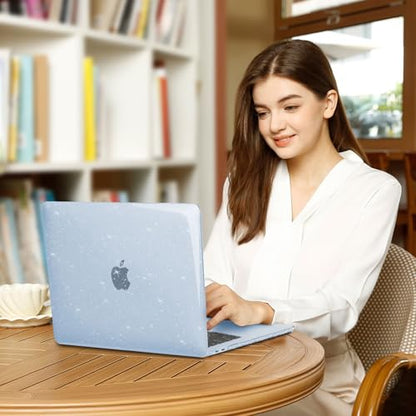 MOSISO Compatible with MacBook Air 13 inch Case M5 M4 M3 M2 2026-2022 | 4 in 1 Kit Bling Sparkly Hard Shell for MacBook Air 13.6 inch Case, Glitter Cover, A3449 A3240 A3113 A2681, Sky Blue - color: Sky Blue