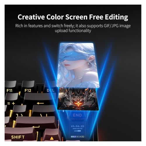 S75 PRO Mechanical Keyboard 75% Custom Layout RGB Backlight Wireless Bluetooth Gaming Keyboard with Screen Knob(Caramel Latte Switch,Black Grey Pink) - color: Black Grey Pink, size: Caramel Latte Switch