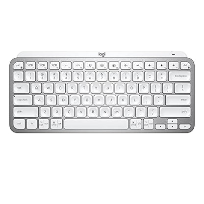 Logitech MX Keys Mini Minimalist Wireless Illuminated Keyboard - Pale Gray | Minimalist, illuminated, compact, backlit, USB-C, compatible with iOS, Windows, Linux, Android, metal build - color: Pale Grey, style: MX Keys Mini