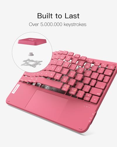 Inateck Bluetooth Keyboard with Touchpad, Ultra Slim and Portable Wireless QWERTY Keyboard, Compatible with Windows and iPad OS, KB01105,Pink - color: Pink