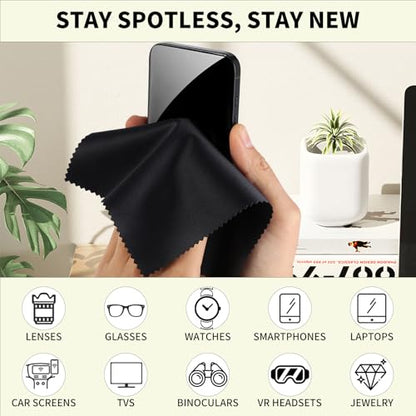 Eco-Fused Microfiber Cleaning Cloths - 40 Pack - (6 x 7 inches) for Cleaning Glasses, Spectacles, Camera Lenses, Tablets, Phones, Smartphones, Laptops, LCD Screens and Other Delicate Surfaces - color: Black (40 Pack)