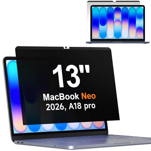 Magnetic Privacy Screen for MacBook Neo 13 Inch (2026, A18 Pro Chip, A3404) | Anti Glare, Anti Blue &UV Light, Matte, Anti Spy, Eye Protect, Protector, Filter, Film, Fit, Removable, Reusable, Black - size: MacBook Neo 13 Inch (2026)