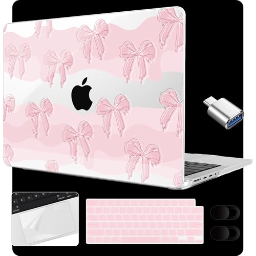 MEEgoodo Compatible with MacBook Pro 14 inch Case (M5/M4/M3/M2/M1) Pro/Max 2026 2025 2024 2023 2021, Case Fit Model A3427/A3426/A3434/A3112/A3401/A3185/A2918/A2992/A2779/A2442, Melted Bow - color: Melted Bow