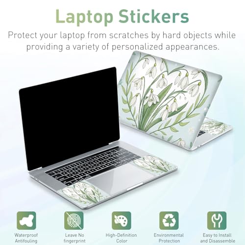 12.1 13 13.3 14 15.4 15.6 Inch Laptop Skin Decal, Laptop Skins Stickers Decals for Notebook PC, Universal Reusable Vinyl Laptop Cover Sticker, Waterproof Art Protector I Green Flower Heart - color: Green Flower Heart