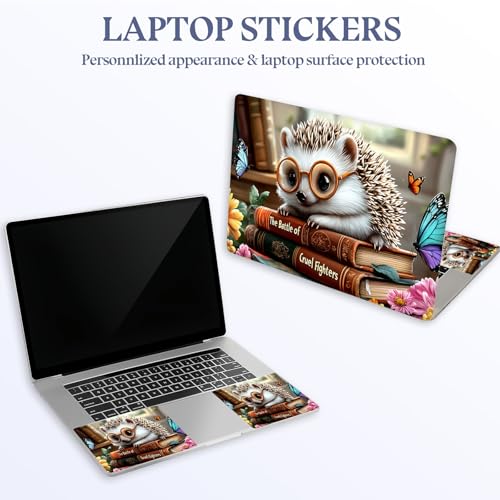 Universal Laptop Skin Sticker Decal,15.6 Inch Laptop Vinyl Cover for 13" 14" 15.6" Laptop,Scratch-Resistant Waterproof Protector Wrap,Reusable with Wrist Pads,Glasses Hedgehog Book - color: Glasses Hedgehog Book