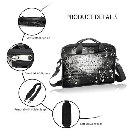 Laptop Shoulder Bag for Women Men, Waterproof Computer Case Messenger Bag Briefcase for Business Office Travel - color: Music Note Black