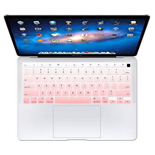 ProElife Keyboard Cover Skin for 2021 2020 MacBook Air 13 Inch (MODLE A2179 and A2337 Apple M1 Chip, U.S Layout) with Touch ID Keyboard Accessories Ultra Thin Silicone Protector (Light Pink Ombre) | Light Pink Ombre, U.S. Layout, Non-interference Design f