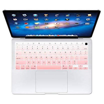ProElife Keyboard Cover Skin for 2021 2020 MacBook Air 13 Inch (MODLE A2179 and A2337 Apple M1 Chip, U.S Layout) with Touch ID Keyboard Accessories Ultra Thin Silicone Protector (Light Pink Ombre) | Light Pink Ombre, U.S. Layout, Non-interference Design f