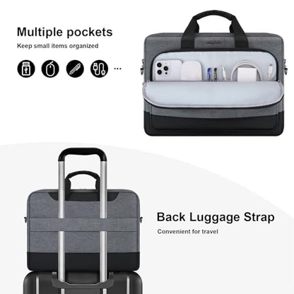 MOSISO Laptop Shoulder Bag for Men, 15-16 inch Computer Bags | Compatible with MacBook Pro 16/Air 15, HP Dell Lenovo Acer, Laptop Messenger Bag with Trolley Sleeve&3 Pockets, Gray&Black