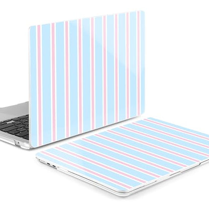 MEEgoodo Case for M5/M4/M3/M2 MacBook Air 15 inch Case 2026 2025 2024 2023, Laptop Shell Fit Model (A3448/A3241/A3114/A2941) for MacBook Air 15.3-inch, Pink and Blue Stripes - color: Pink And Blue Stripes