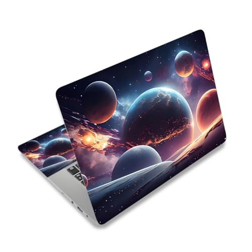 Laptop Decal Sticker Skin Cover, 12" 13.1" 13.3" 14" 15" 15.4" 15.6" Laptop Netbook Vinyl Art Skin Sticker Cover Notebook PC Protector (2 Wrist Pad Included), Removable Reusable, Cosmic Planets - color: Cosmic Planets