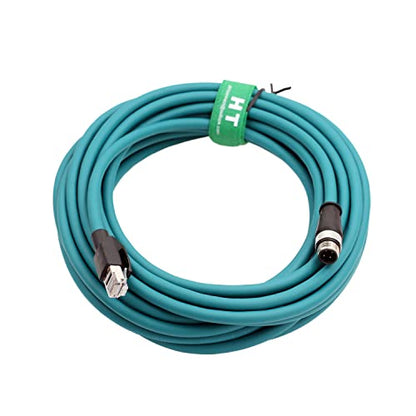 M12 4 Pin D-Coded RJ45 Ethernet Power Data Cable Waterproof Shielded Flexible Resisting Sun UV Oils for Vision Sensor Camera Network Switch Router 30m - size: 30m
