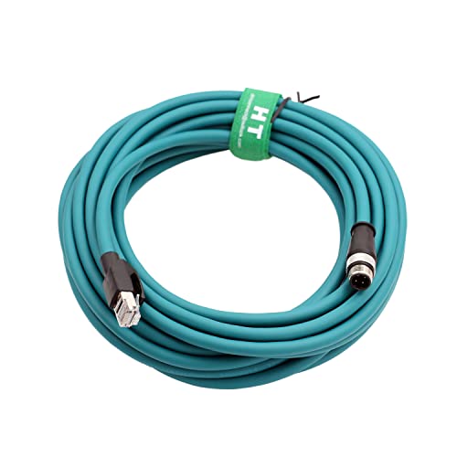 Ethernet M12 4 Pin D-Coding RJ45 CAT5e Shielded Cable for PC PLC Profinet Network PoE Power Smart Camera Code Reader Sensor 40m - size: 40m