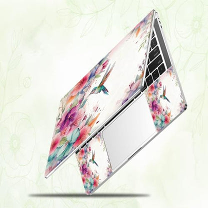 Laptop Skin Sticker Decal, Universal Reusable Vinyl Laptop Cover for 12" 13" 13.3" 14" 15" 15.4" 15.6" Notebook PC, Reusable Waterproof Scratch-Resistant with 2 Wrist Pads,Art Watercolor Hummingbird - color: Art Watercolor Hummingbird