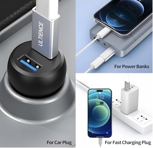 USB-C Female to USB 3.0 Male Adapter Cable, 10Gbps Ultra-Fast Transfer Speed, 60W Fast Charging, Durable Braided 1.2m Cable, Sturdy Metal Plug for Laptops, PCs & Smartphones (Grey 3.3ft) - color: Grey 3.3ft (Pack of 1)