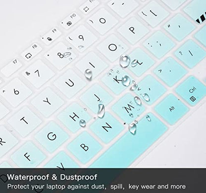 2PCS Keyboard Cover for ASUS Vivobook Go 15.6" E1504FA, VivoBook 16 K3605 F1603 M1603 X1603 M1605 F1605 16", VivoBook Pro 15X OLED M6501 K6501 M1503QA M1502, VivoBook S 15 OLED 15.6" M3502 K3502 - color: Gradual Mint+Clear