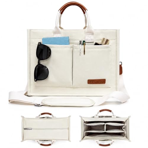 Canvas Tote Bag for Women Lightweight Handbag with Multi Pockets & Adjustable Strap Bible Bag for Daily Use Work - color: Beige