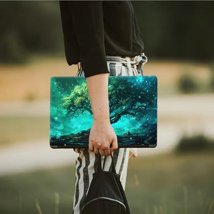 Laptop Skin Sticker Decal, Universal Protective Cover Fit 12 13 14 15.6 Inch Notebook, Reusable Water-Resistant Vinyl Decal w/ 2 Wrist Pads for Business Travel Office, Green Tree - color: Green Tree