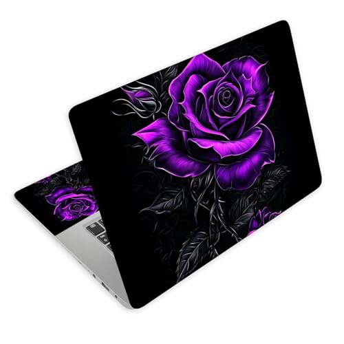 Universal Laptop Skin Decal, 3-Piece Vinyl Protector for 12 13 14 15.6" Notebook, Waterproof Anti-Scratch, Easy Trim & Bubble-Free Finish, Purple Rose - color: Purple Rose