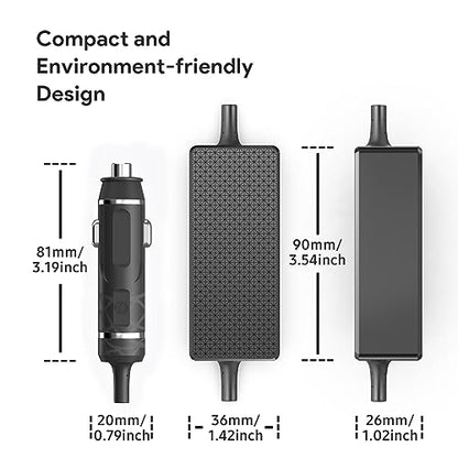 140W 135W 130W 100W 95W 90W USB-C Laptop Car Charger PD3.1 12V-24V DC Adapter for MacBook Pro 16" /MacBook Air,Dell XPS/Latitude/Precision/Chromebook,Lenovo,HP,Asus,Toshiba/Steam Deck/Tablet/Phone
