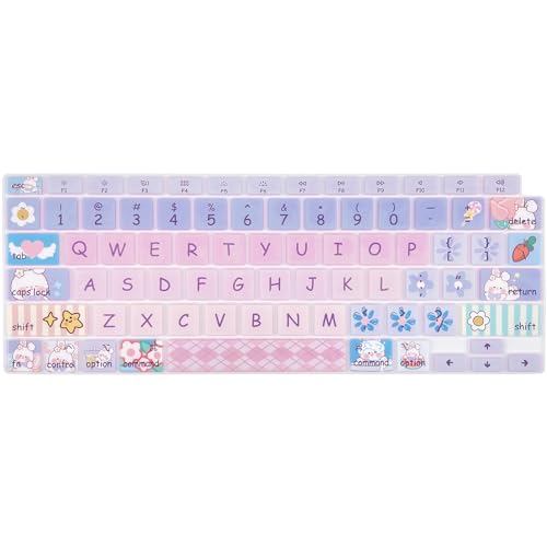 Cute Keyboard Cover for 2021 2020 MacBook Air 13 inch (Model: A2179 A2337) M1 Chip, Silicone Protective Skin, Cute Bunny - color: Cute Bunny