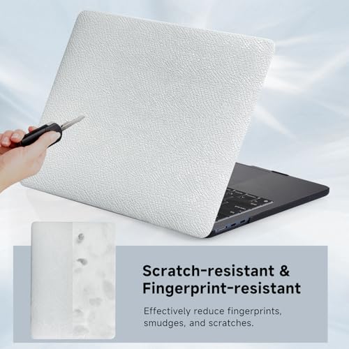 Funut for MacBook Air 13 Inch Case 2026 2025-2022 M5 M4 M3 M2 A3449 A3240 A3113 A2681, Luxury Snake PU Leather Scratch & Shockproof Hard Shell Case & Keyboard Cover,Snake Skin White - color: Snake White, size: 2022-2026 MacBook Air 13.6 inch M2 M3 M4 M5