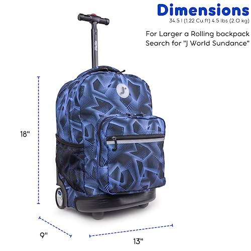 J World Sunrise Kids Rolling Backpack with Wheels for Girls Boys, Roller Bookbag for School, 18 x 13 x 9 Inches, Disco - color: Disco