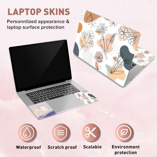 PLIGREAT Boho Laptop Decal Sticker Skin Cover, Floral Plants Laptop Stickers Skins Decal Fits 12" 13" 13.3" 14" 15" Laptops Universal Removable Vinyl Notebook Art Protector Netbook PC Cover Decals