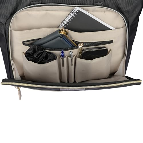 Kenneth Cole REACTION Madison Square Lightweight Hardside Chevron Expandable Spinner Luggage, Black, 2-Piece (20" Carry On + Tote) - color: Black, size: 2-Piece (20" Carry On + Tote)