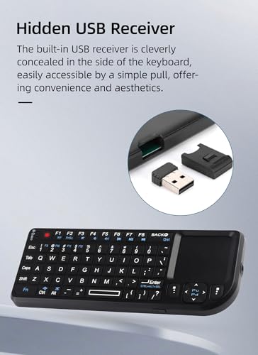 125 Mini Keyboard with Touchpad, 69 Keys USB Keyboard, Portable, Wireless Bluetooth, 3-in-1 Multifunction-100-RF for PC/Tablets/TV//Smartphones