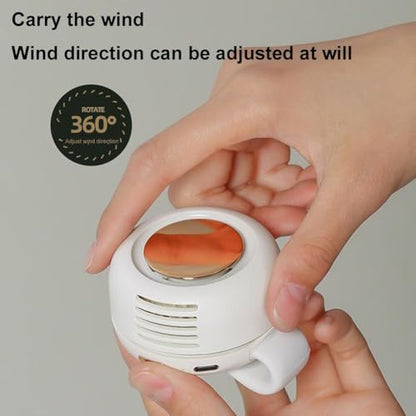Portable Silent Mini Bladeless Electric Fan, Hands Free Shirt and Waist Clips Whirlwind Fans, USB Rechargeable Neck Fan for Outdoor & Travel & Office, Travel Accessories, Gift (Pink)