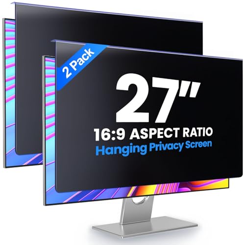 [2-Pack Computer Privacy Screen Filter 27" Hanging Privacy Screen Protector Compatible Widescreen Computer Monitor with Aspect Ratio 16:9,Anti-Glare Privacy Screen Protector (27" Diagonal) - size: 2Pack 27 inch