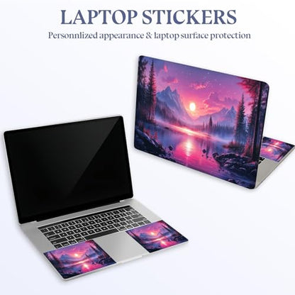 Universal Laptop Skin Sticker Decal,15.6 Inch Laptop Vinyl Cover for 13" 14" 15.6" Laptop,Scratch-Resistant Waterproof Protector Wrap,Reusable with Wrist Pads,Pink Mountain Sunset - color: Pink Mountain Sunset
