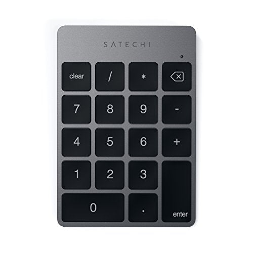 Satechi Slim Aluminum Bluetooth Keypad, Wireless Number Pad with 18 Keys, Micro USB Rechargeable Numpad, External Number Pad for MacBook Air/Pro/Neo, iPad Air/Pro, iMac, PC - Space Gray - color: Space Gray, size: Micro USB