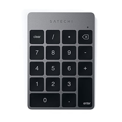 Satechi Slim Aluminum Bluetooth Keypad, Wireless Number Pad with 18 Keys, Micro USB Rechargeable Numpad, External Number Pad for MacBook Air/Pro/Neo, iPad Air/Pro, iMac, PC - Space Gray - color: Space Gray, size: Micro USB