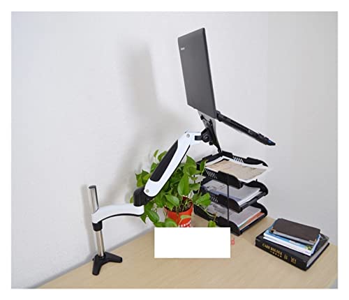 DL-GM112-LP1 Full Motion Aluminum Air Press Gas Spring Dual Arm Laptop Desktop Mount Swivel Grommet Hole Clamp Notebook Tray(for 0-120mm Desk) - color: For 0-120mm Desk