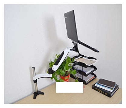 DL-GM112-LP1 Full Motion Aluminum Air Press Gas Spring Dual Arm Laptop Desktop Mount Swivel Grommet Hole Clamp Notebook Tray(for 0-120mm Desk) - color: For 0-120mm Desk