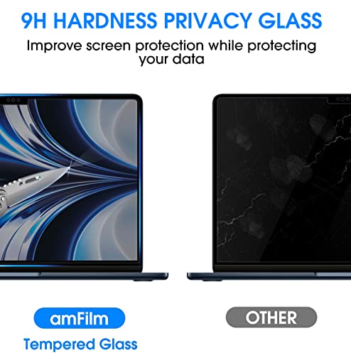 amFilm Privacy Screen Protector for MacBook Air 13.6'' M4/M3/M2 Chip | Scratch Protection, Easy to Instllation & Bubble Free, HD Clear, Ultra Thin (Privacy 13.6 inch) - size: Privacy 13.6 inch