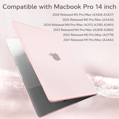 B BELK Compatible with MacBook Pro 14 inch Case M5 2026-2021 M4 M3 M2 M1 A3426 A3427 A3434 A3112 A3185 A3401 A2918 A2992 A2779 A2442, [Anti-Cracking] [Soft TPU Bumper] Hard Shell Case, Frosted Pink - color: Frosted Pink