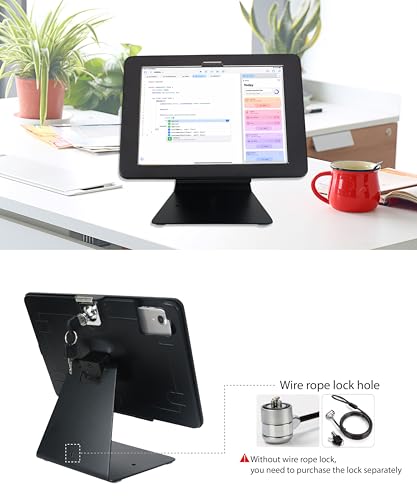 Desktop Anti-Theft Security Stand Holder for 2025 iPad 11" (A16) 11th/ 2022 iPad 10.9" 10th Gen.,with Lock and Key,Flip &360°Rotating Horizontal or Vertical Design(Black)