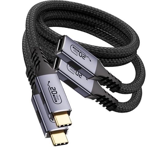 2-pack short usb c extension cables 1.6ft, 100W PD fast charging type-c extender, nylon braided 20Gbps usb-c cords, male to female 4K@120Hz Video Adapter, compatible with Thunderbolt 3/4, Laptops - size: 1.6FT+1.6FT