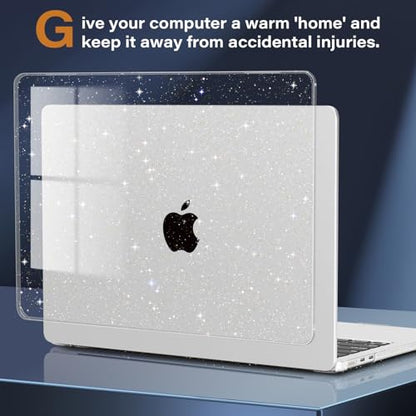 CISSOOK Compatible with MacBook Air 13.6 inch Case A3449 A3240 A3113 A2681 | 2026 2025 2024 2023 2022, Sparkly Hard Shell Case Keyboard Cover for MacBook Air 13 inch M2 M3 M4 M5, Glitter Clear - color: Air13.6inch-Clear Glitter Star