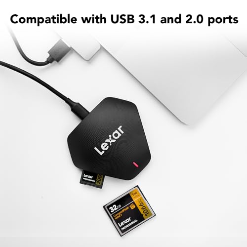 Lexar Multi-Card 3-in-1 SD/Micro SD/CF Card Reader, Up to 312MB/s, USB 3.1 | Compatible w/ USB 3.1 & 2.0, UHS-I Backwards-compatible, Includes USB-C/A Cable, LRW500URBNA - style: CF / MicroSD / SD 3-in-1 USB 3.1