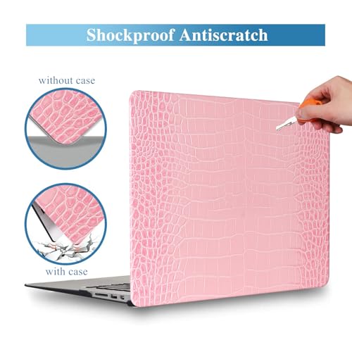 Crocodile Case for MacBook Air 13 Inch 2021 2020 2019 2018 M1 A2337 A2179 A1932, MacBook Air M1 Case, Aligator Skin Snakeskin PU Leather Hardshell & Keyboard Cover for Mac Air 13.3, Pink - color: ## Sakura Pink Crocodile