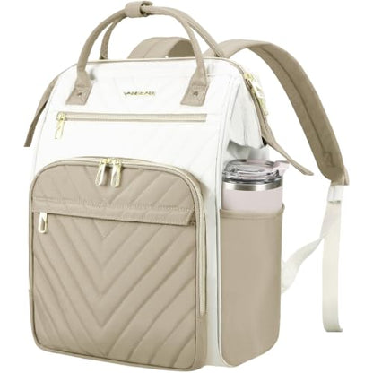 VANKEAN 17 Inch Laptop Backpack for Women Large Capacity Waterproof Daypack - color: Beige-khaki, size: 17.3 Inch