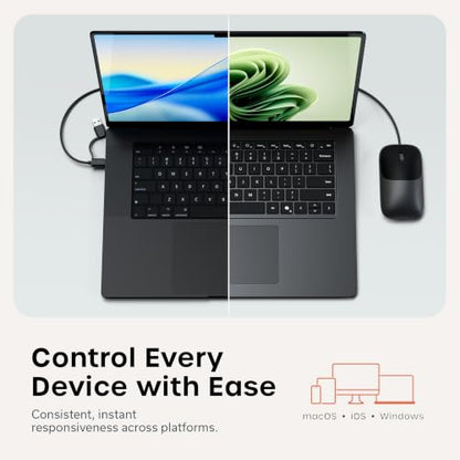 Satechi Slim LX Wired Mouse, Aluminum USB-C Design, Space Black | Quiet click performance, for Mac and PC setups - color: Space Black