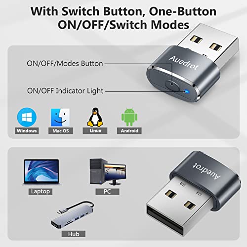AUEDROT Mouse Jiggler Undetectable Metal USB Mouse Mover with Switch Button, Automatic Mini Mouse Shaker with 2 Jiggle Modes, Plug and Play, Keep Computer/Laptop Awake, Gray, 2 PCS - color: Gray, style: 2 PCS